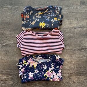 Old Navy BUNDLE (3) 4T Floral/Striped Waffle Knit Tops